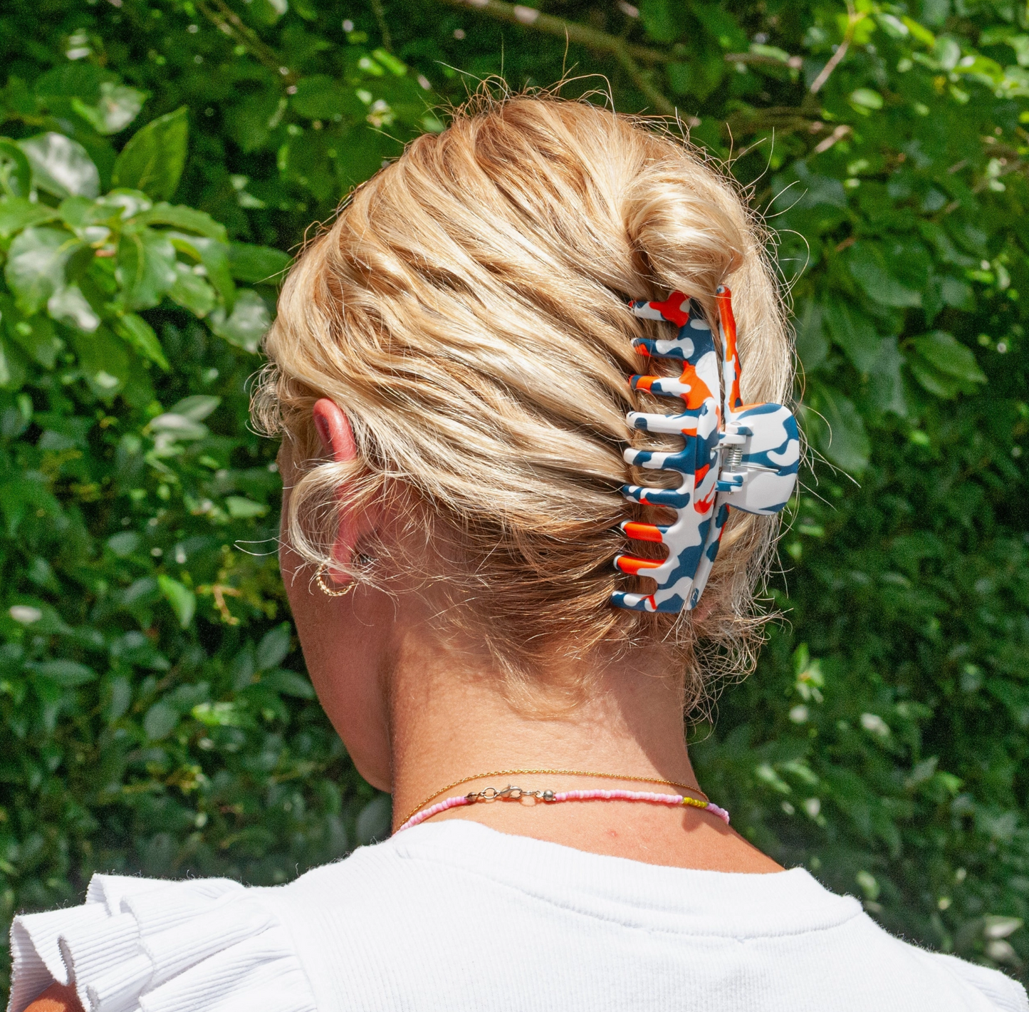 HAIR CLIP - GAMEDAY ORG/NVY/WT