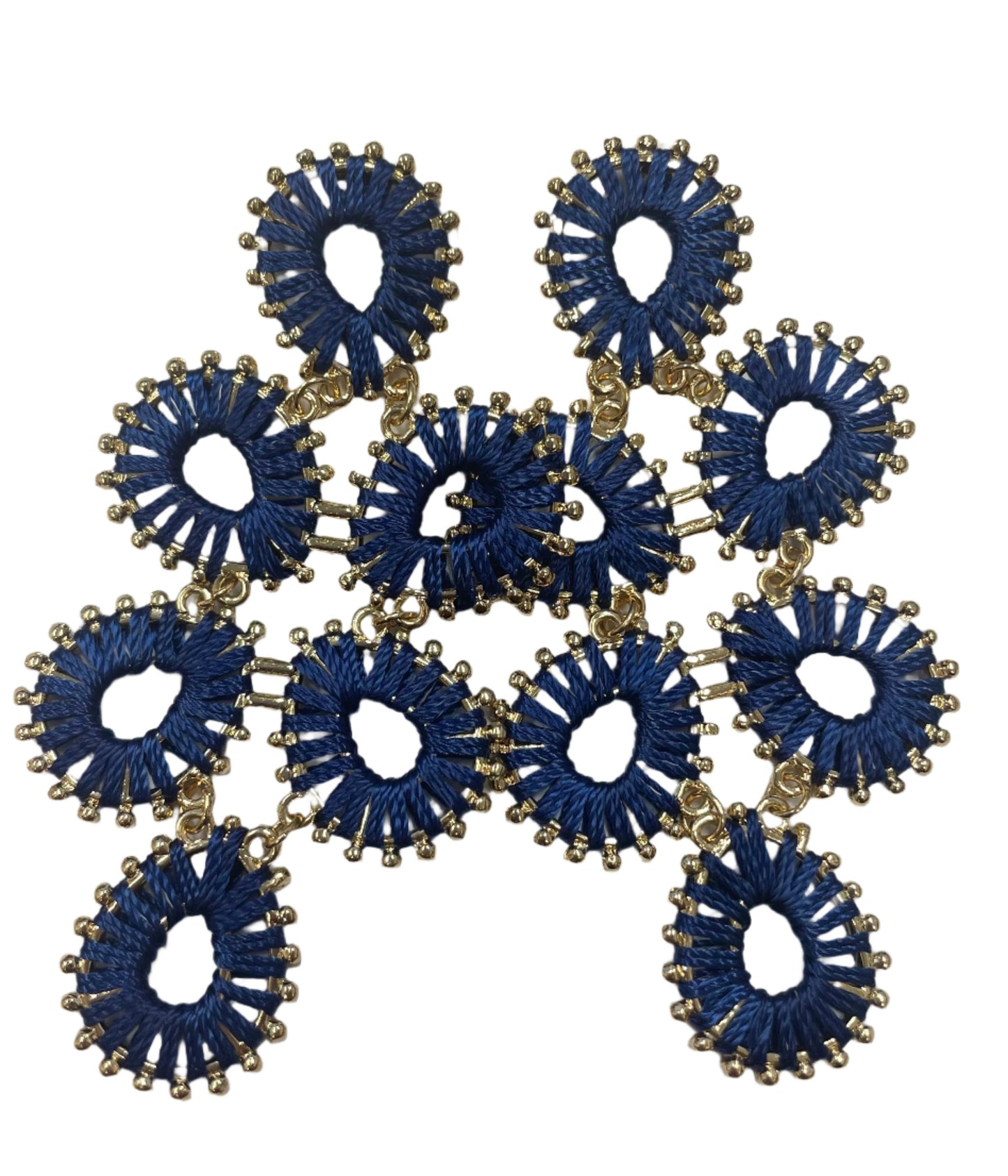 EARRING - NAVY THREAD GLD DROPS