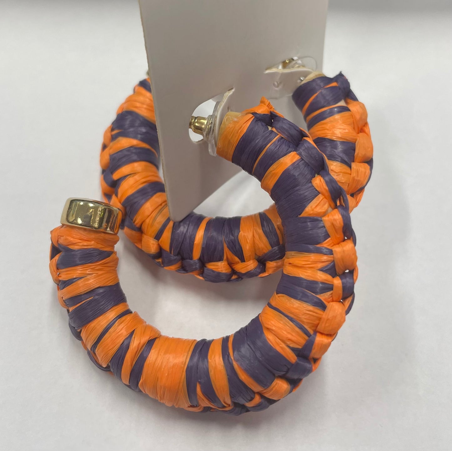 EARRING - RAFFIA LG HOOP O/NVY