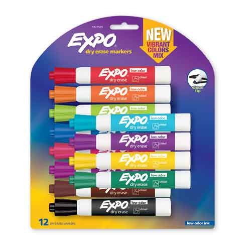 EXPO Marker Low Odor Chisel Point 12pk