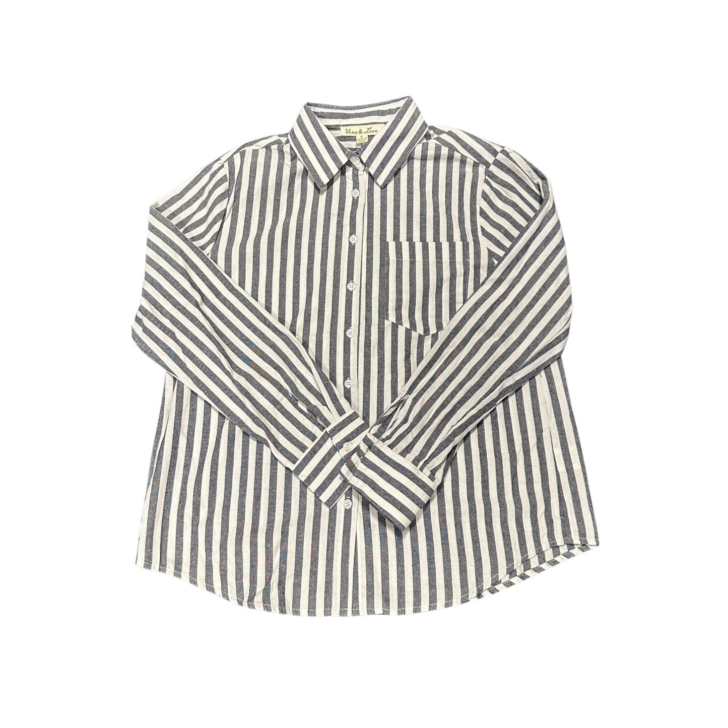 Ladies Striped Button Down Shirt