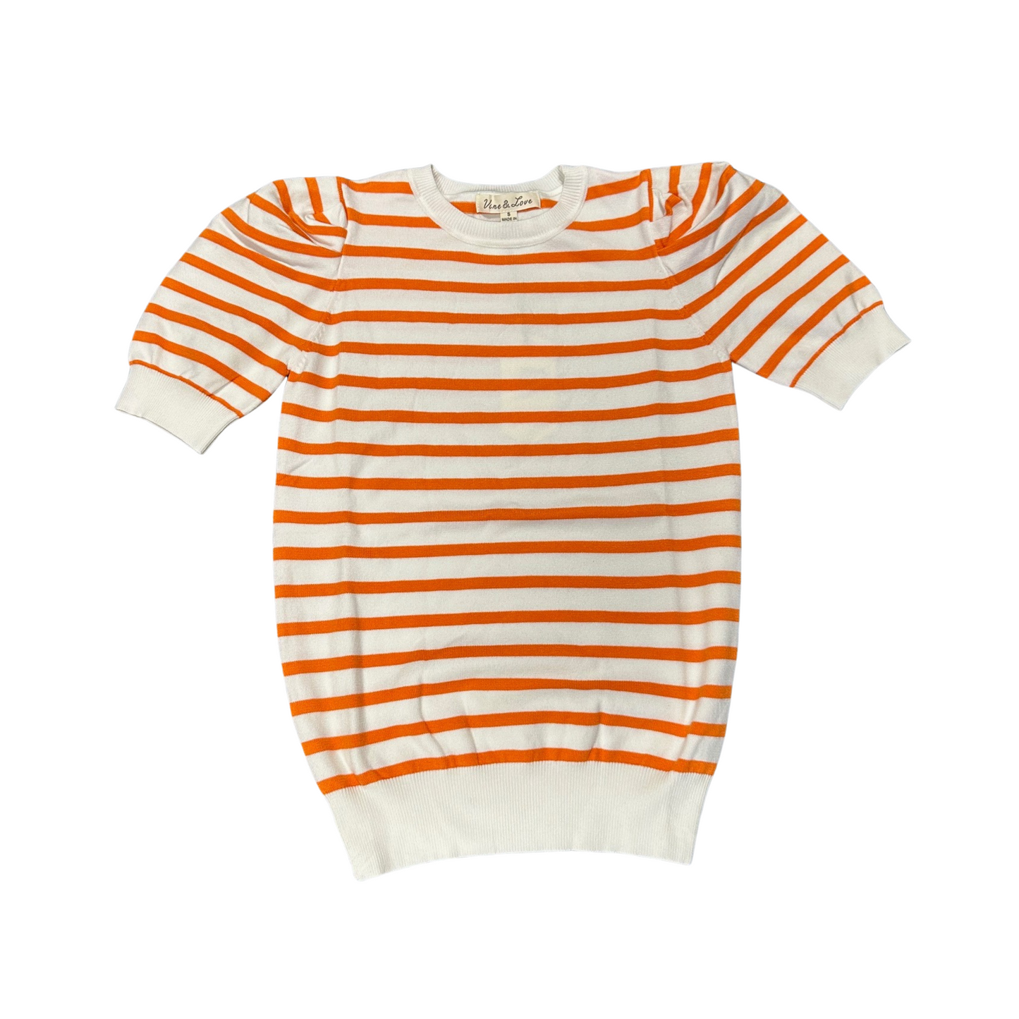 Ladies Striped Short Sleeve Sweater