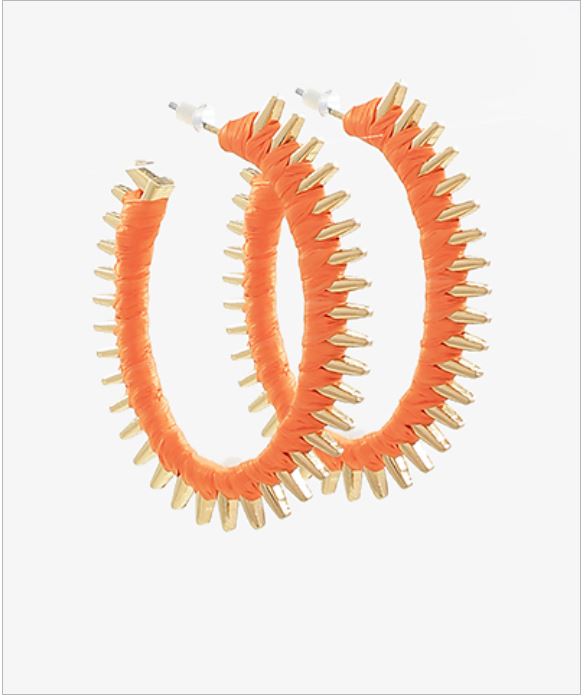 Orange Hoop with Gold Spikes Earring