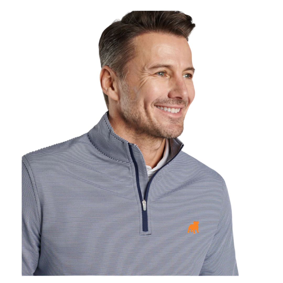 Perth Mini Stripe Quarter-zip by Peter Millar (custom logo available)