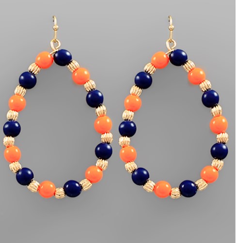 Oval Droop Bead Earrings