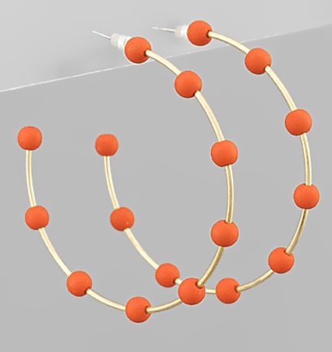 Hoop Earrings with Orange Beads