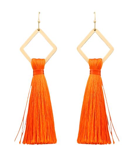 Orange Tassel Earrings