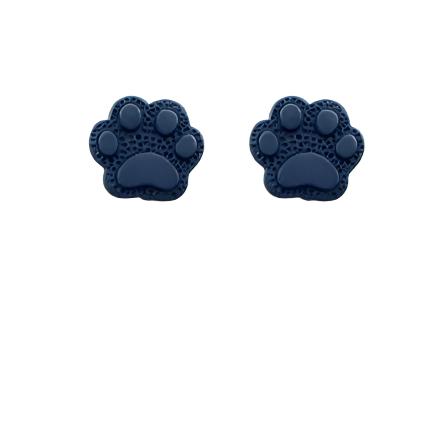 Navy Clay Stud Paw Earrings - Small