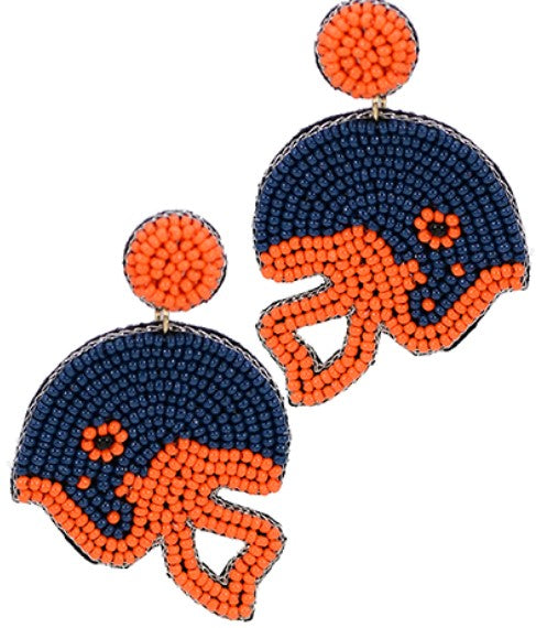 EARRING - BEADED FTBL HELMET
