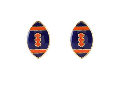 EARRING - FOOTBALL STUD NAVY