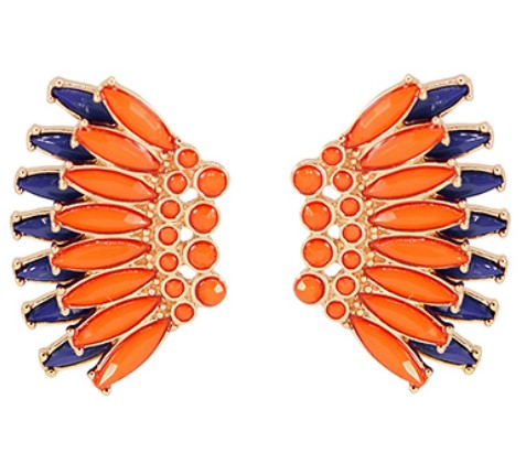 EARRING - JEWEL FAN ORG/NVY
