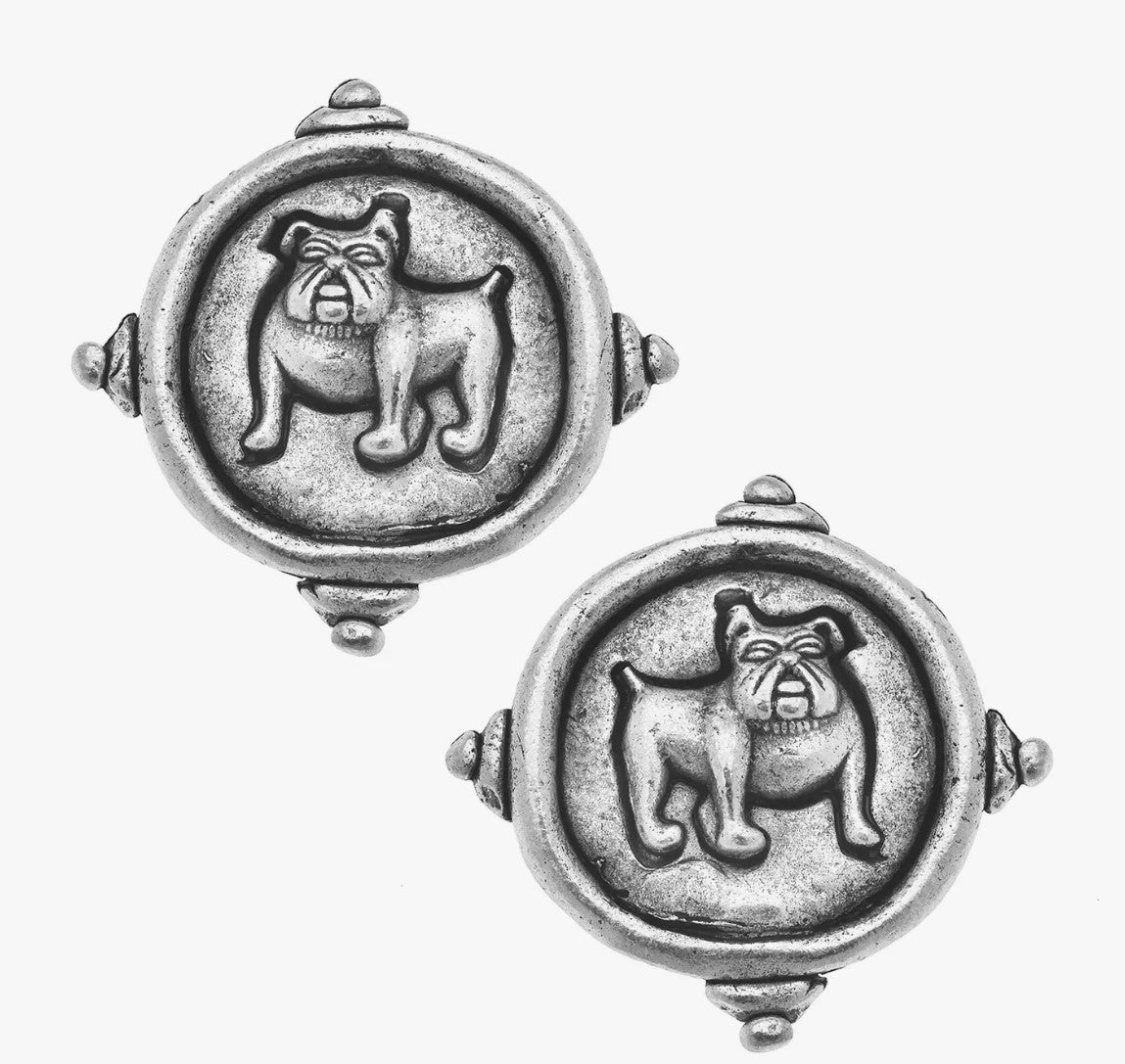 Bulldog Earrings by Susan Shaw (Gold or Silver)