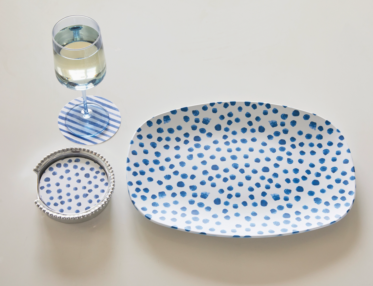 Blue Dotty Platter by Mariposa