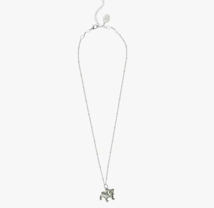Dainty Bulldog Necklace by Susan Shaw (Gold or Silver)