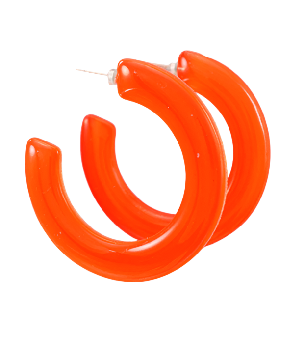 Neon Orange Epoxy Hoop Earring