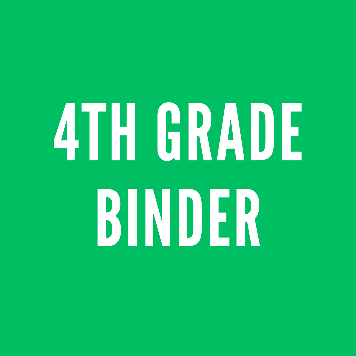 4th Grade Binder