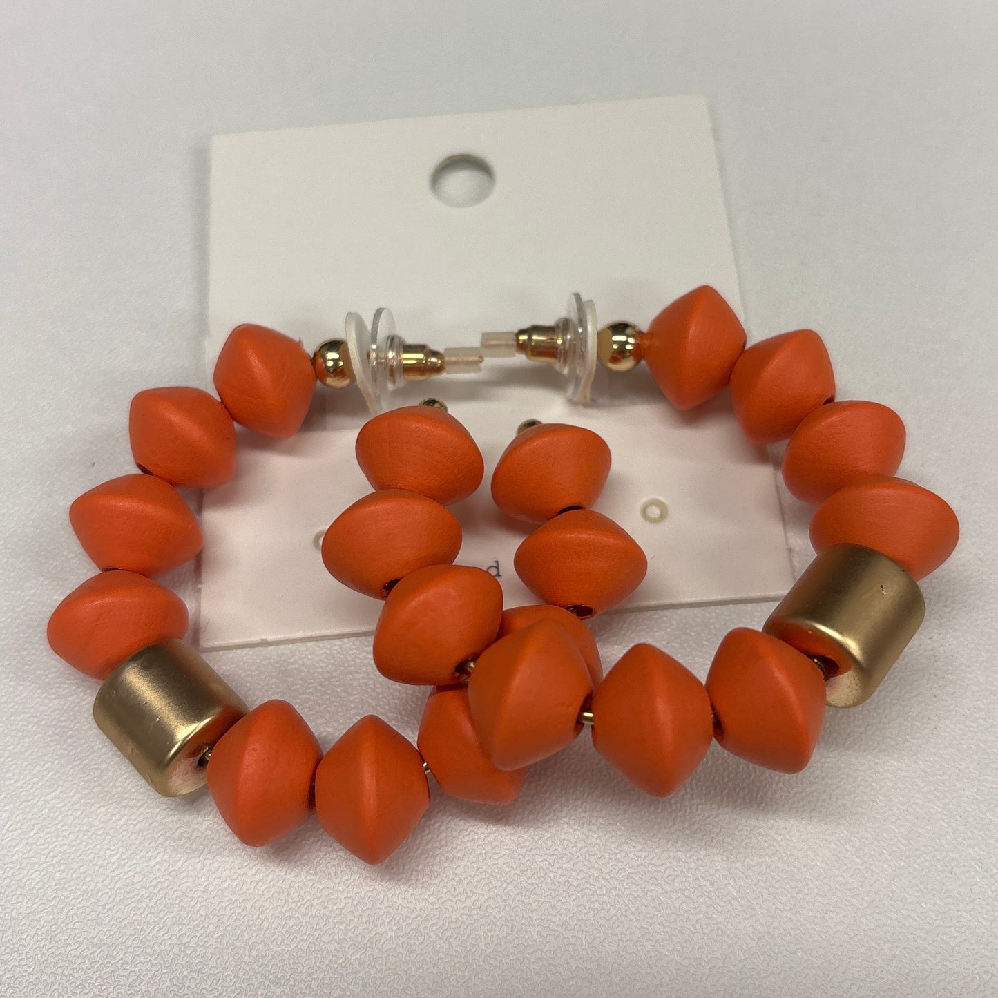 Wood Saucer Bead Hoop Earrings - SALE