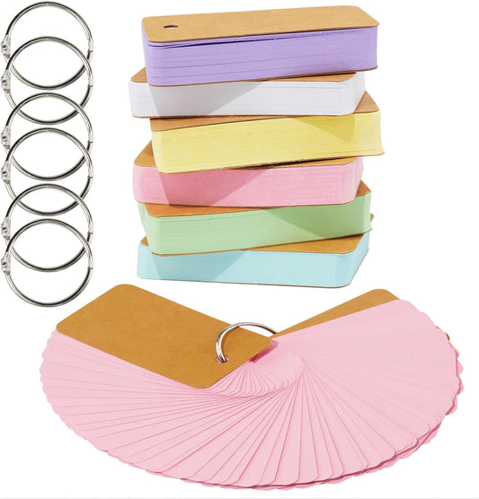 8-Pack Multicolor Index Cards w Binding Rings
