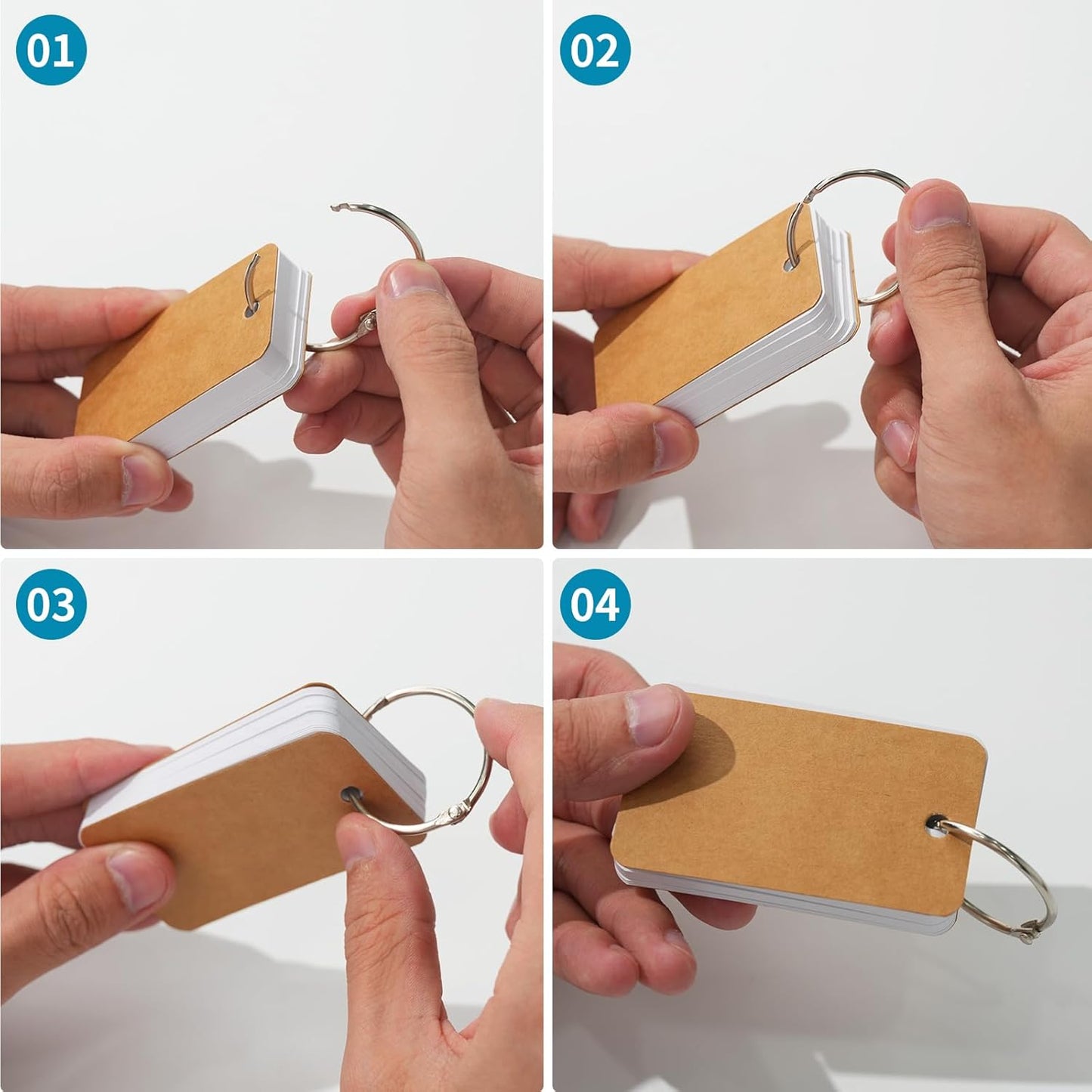 8-Pack Multicolor Index Cards w Binding Rings
