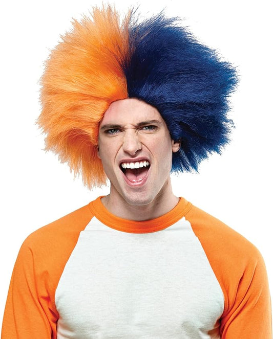 Sports Fun Wig - Orange/Navy