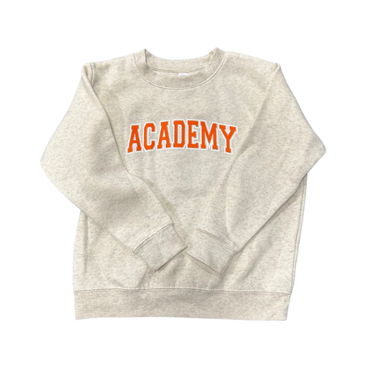 Natural Heather Crewneck with Arched Academy - Youth