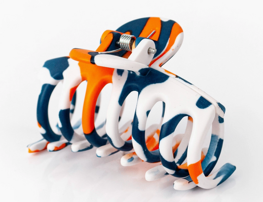 HAIR CLIP - GAMEDAY ORG/NVY/WT