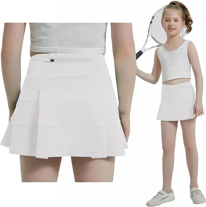 Youth Girls Back Pleat Tennis Skirt - 2 colors