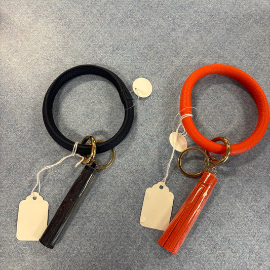 ORANGE LEATHER WRISTLET KEYCHAIN-  SALE