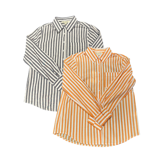 Ladies Striped Button Down Shirt