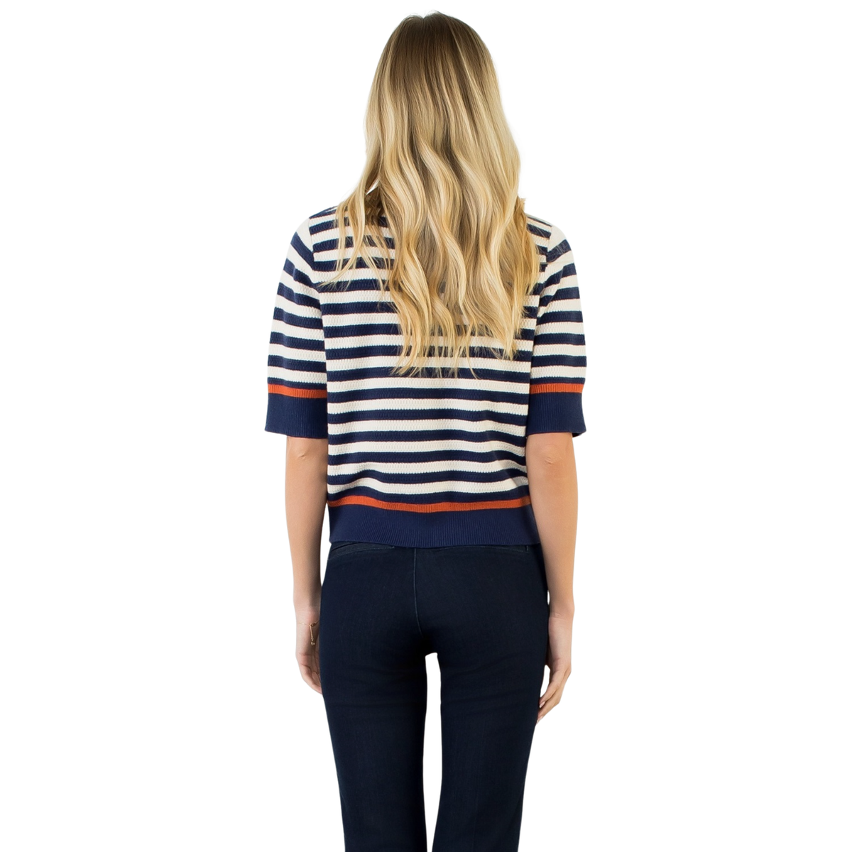Stripe Short Sleeve Sweater by THML