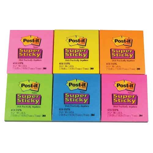 Post-It Super Sticky Notes, 3" x 3", Medium - Assorted Colors