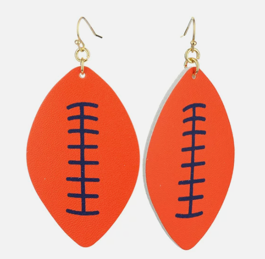 Football Leather Earring - orange