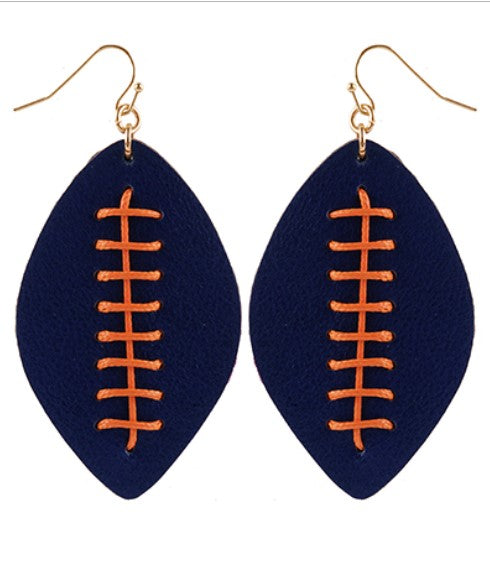 Football Leather Earring - navy