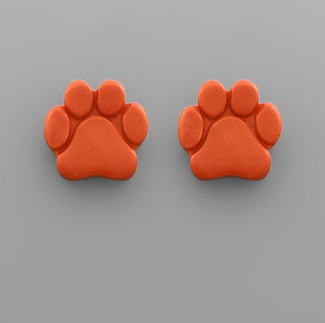Orange Clay Stud Earrings - large
