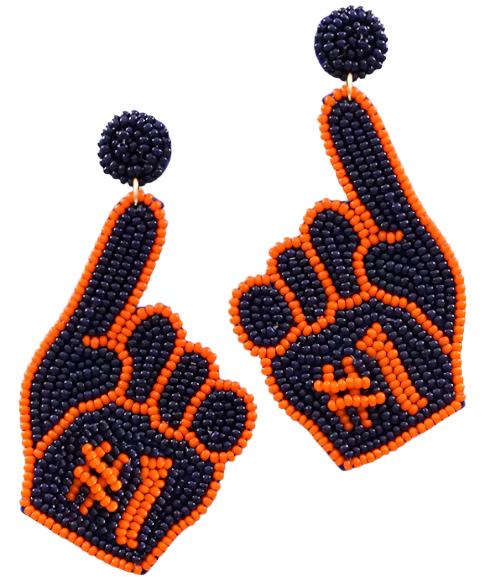 EARRING - #1 FINGER NVY/ORG