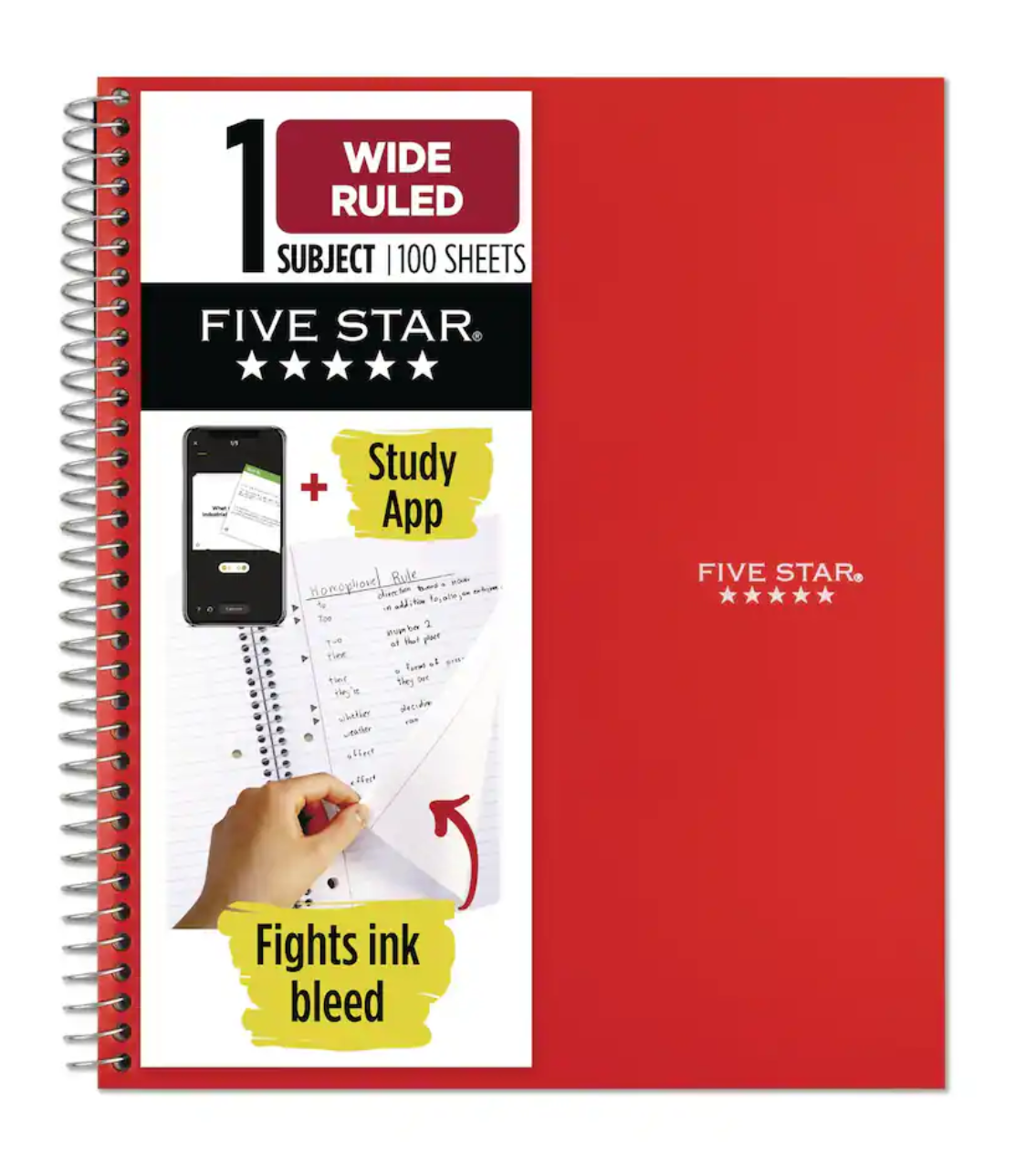 Mead Five Star Spiral 1 Subject Notebook - Wide Ruled