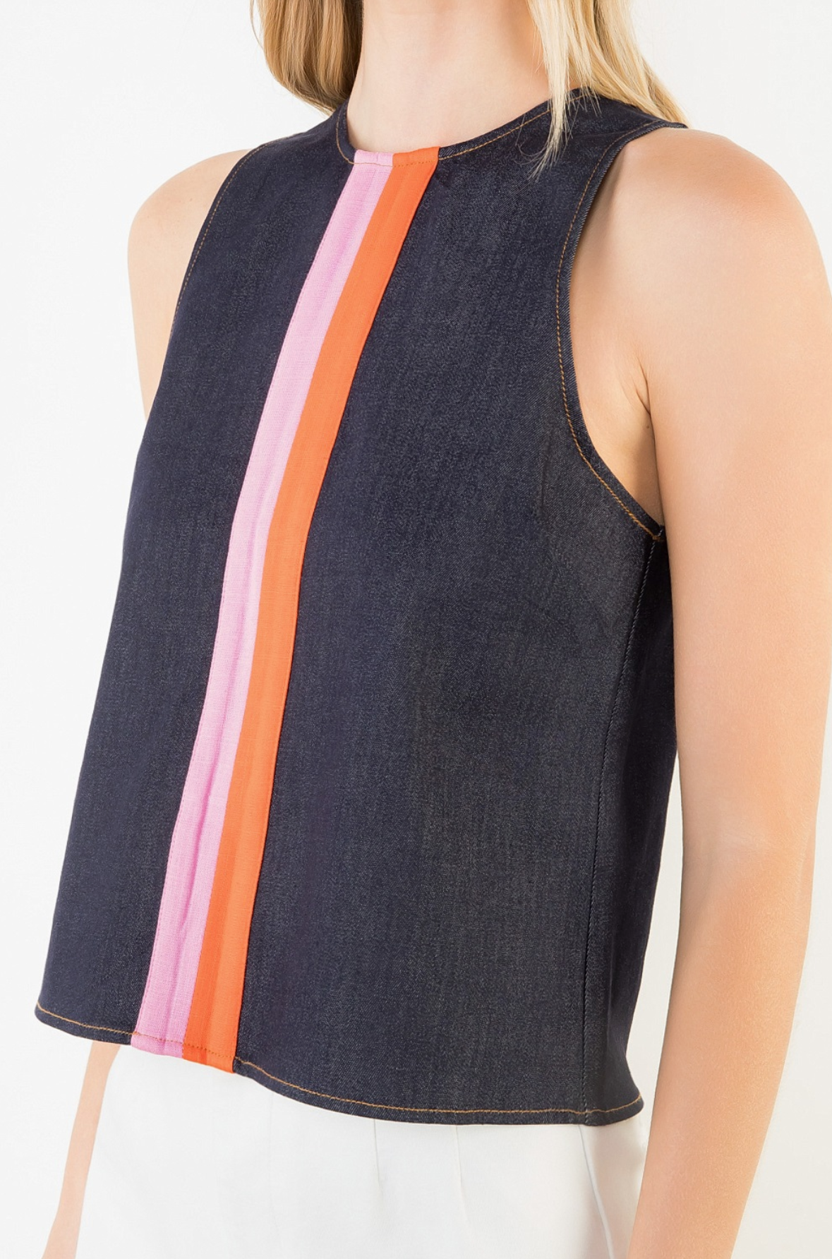 Sleeveless Stripe Denim Top by THML