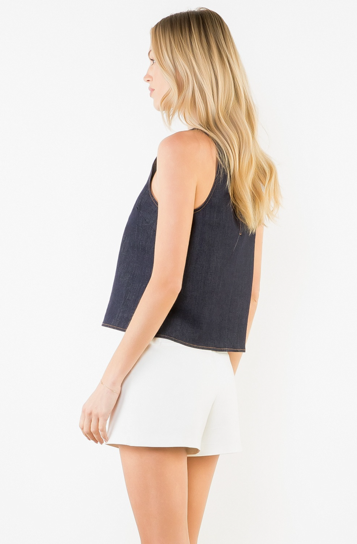 Sleeveless Stripe Denim Top by THML