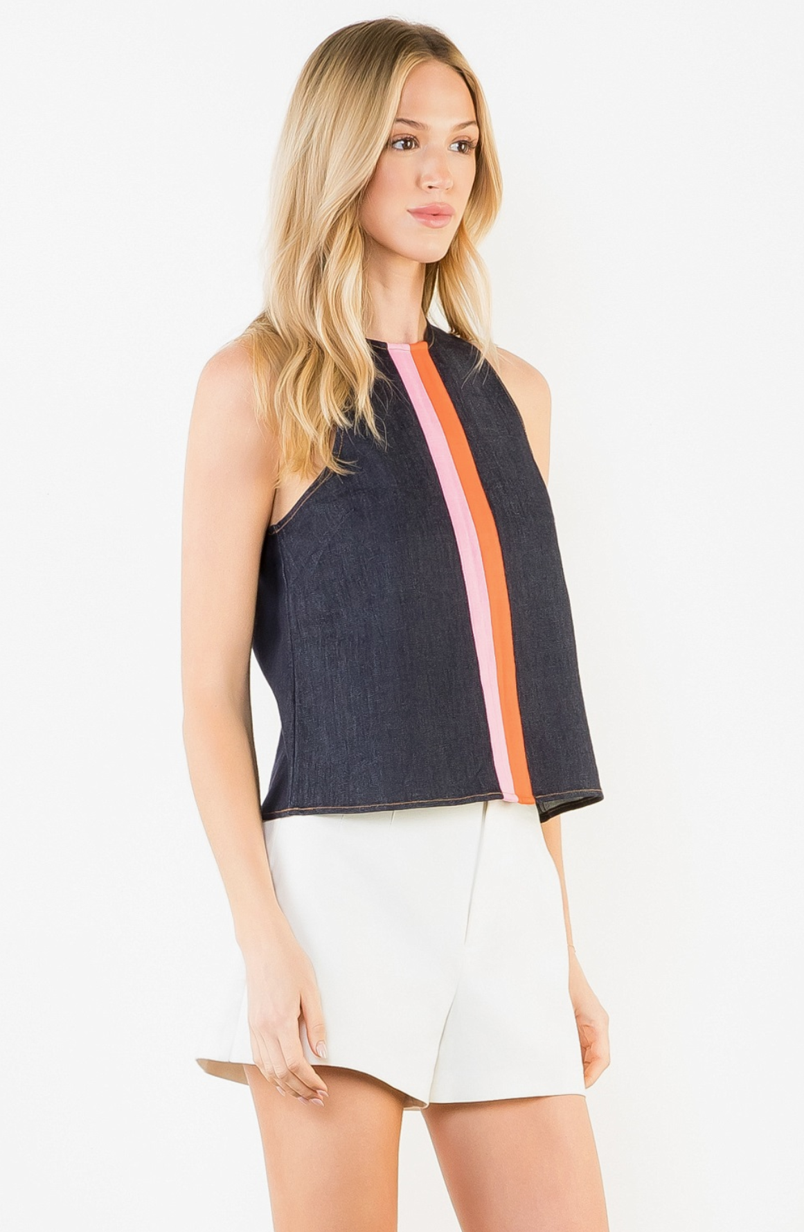 Sleeveless Stripe Denim Top by THML