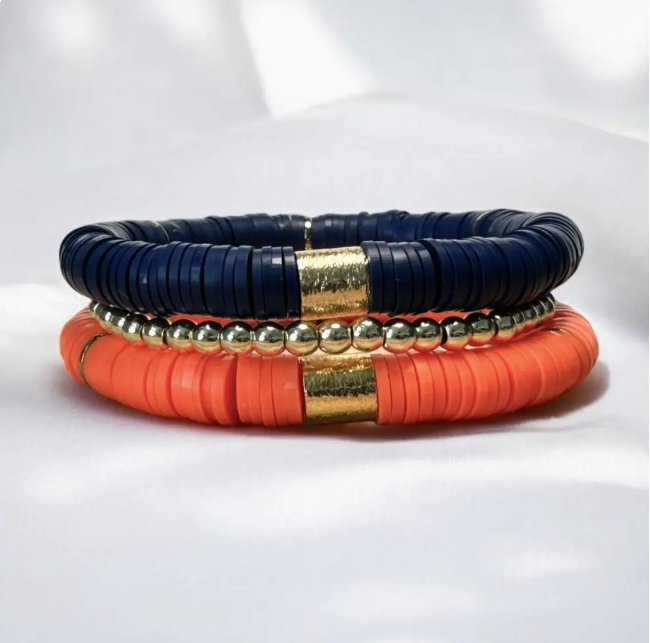 Heishi Game Day Bracelet Stack