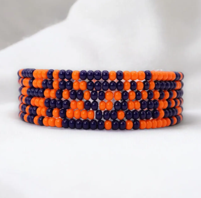 Seed Bead Game Day Bracelet Stack