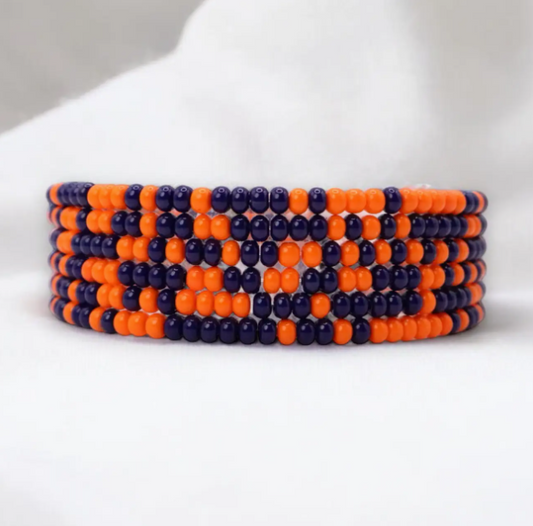 Seed Bead Game Day Bracelet Stack