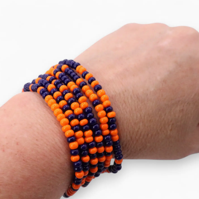 Seed Bead Game Day Bracelet Stack