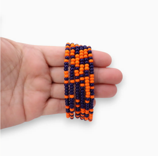 Seed Bead Game Day Bracelet Stack