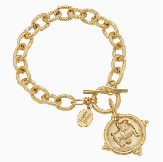 Bulldog Italian Intaglio Bracelet by Susan Shaw (Gold or Silver)