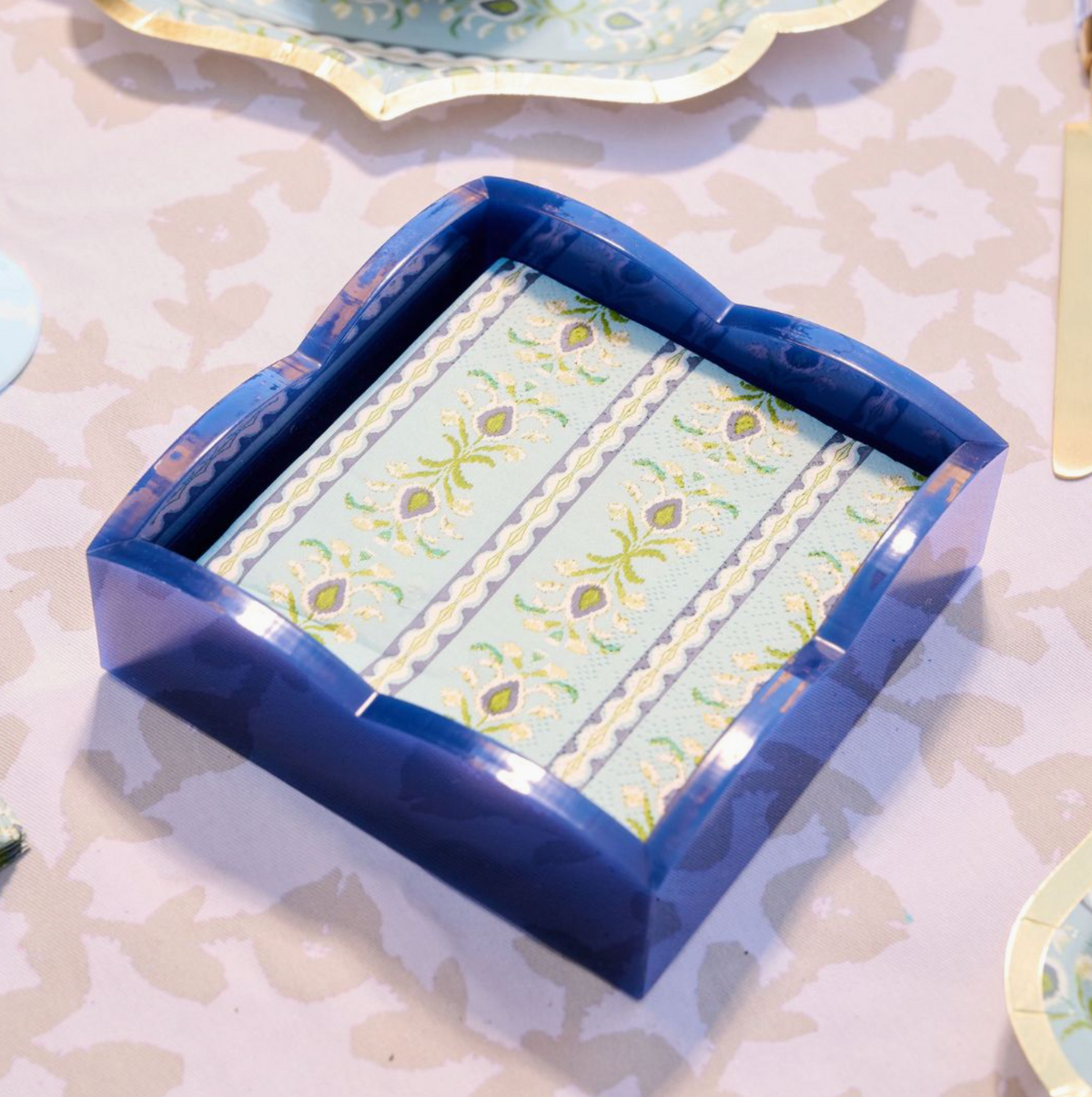 Navy Palm Acrylic Cocktail Napkin Holder by Laura Park
