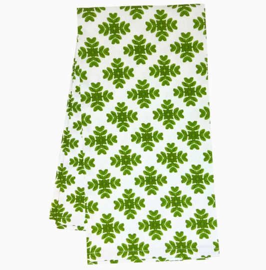 Brushstrokes Green Tea Towel by Laura Park