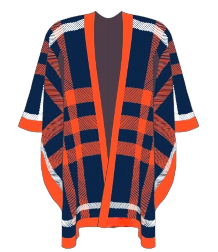 Navy, Orange and White Poncho