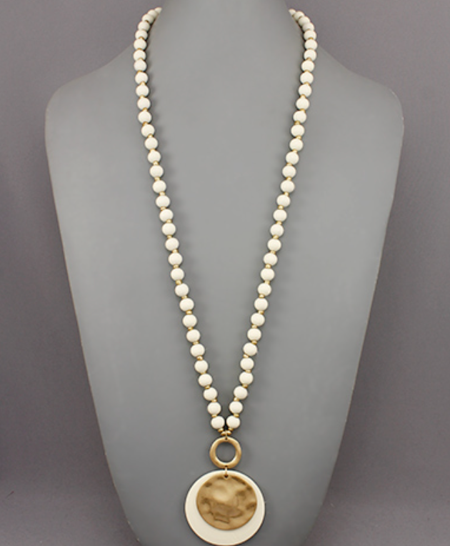 Layered Disc Bead Necklace - 2 colors