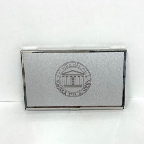 Norfolk Academy Seal Silver Business Card Holder